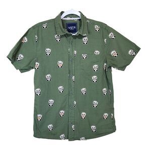 VSTR Shirt Mens Size Medium Green All Over Pandas Shirt Sleeve Cotton Novelty